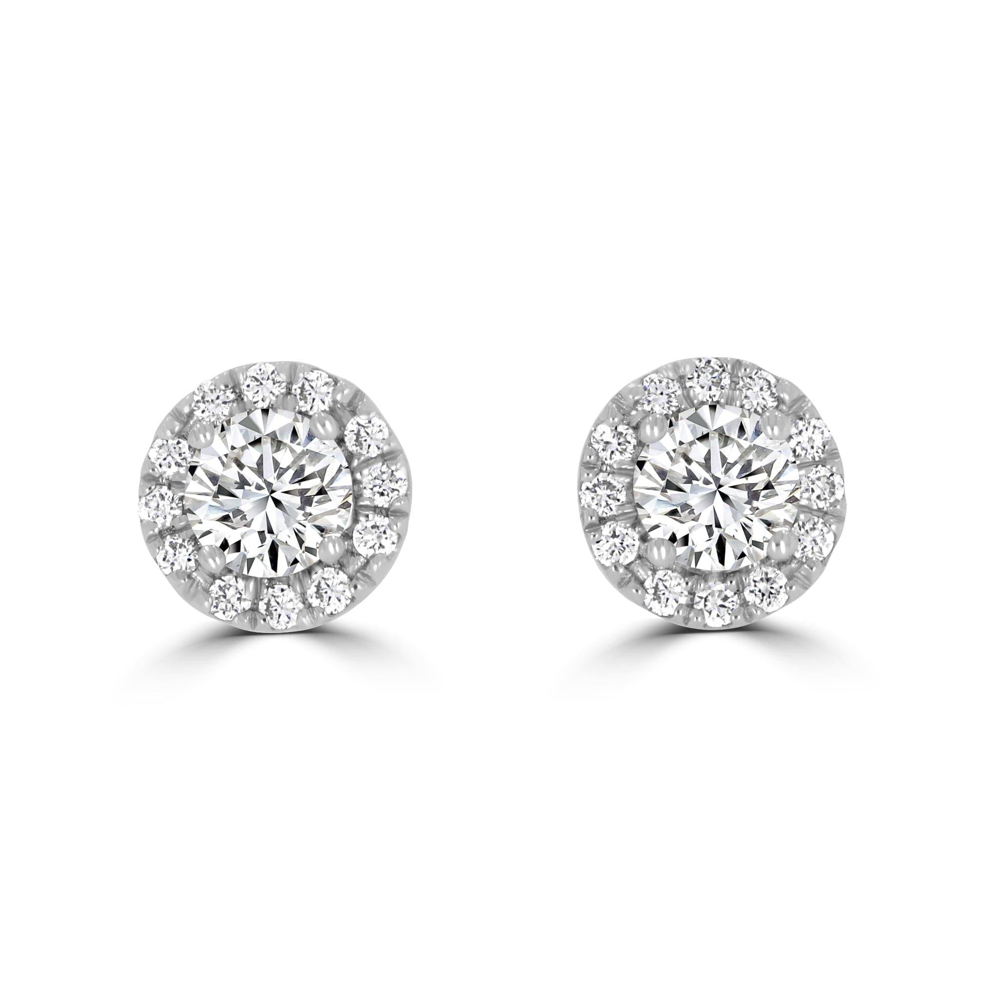 Halo Diamond Earrings 0.50tcw | White Gold - Rosendorff Diamond Jewellers